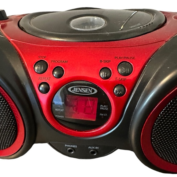 JENSEN CD-490 Portable Stereo CD Player With AM/FM Stereo Radio Boombox Red-Blk - Picture 3 of 7